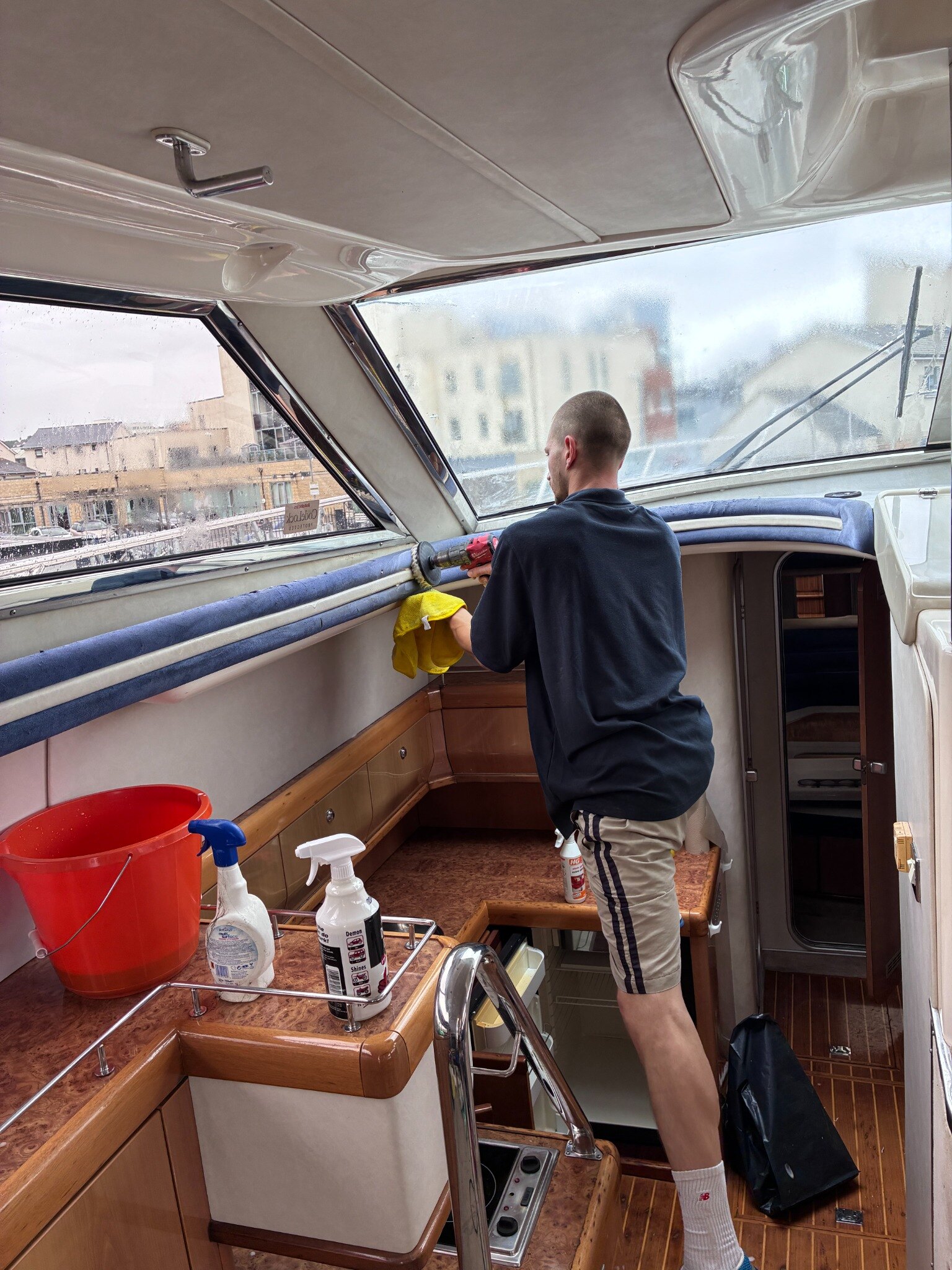 Harbour Shine carrying out detailed interior cleaning on a motor yacht